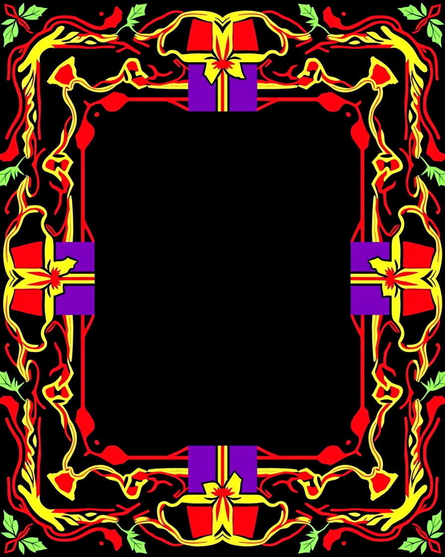 Red Yellow Purple Festive Gift Border Rug