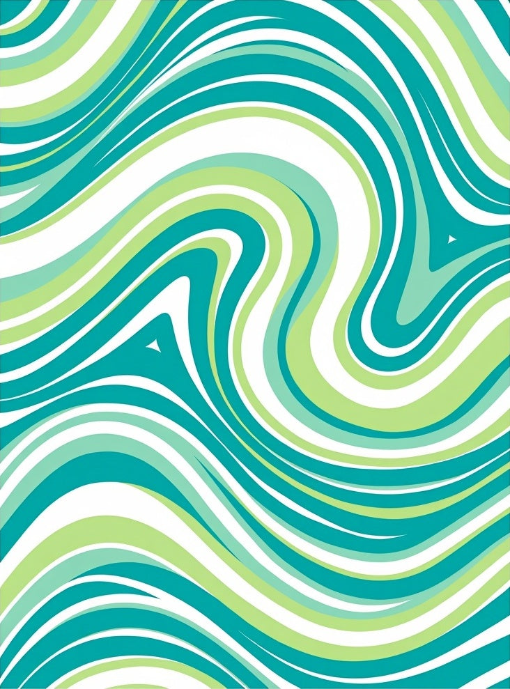 Aqua Green Swirling Abstract Lines Rug