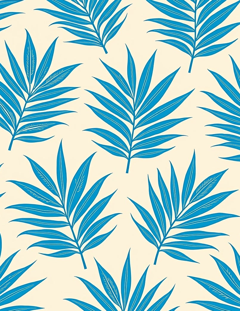 Bright Blue Tropical Leaf Repeat Rug