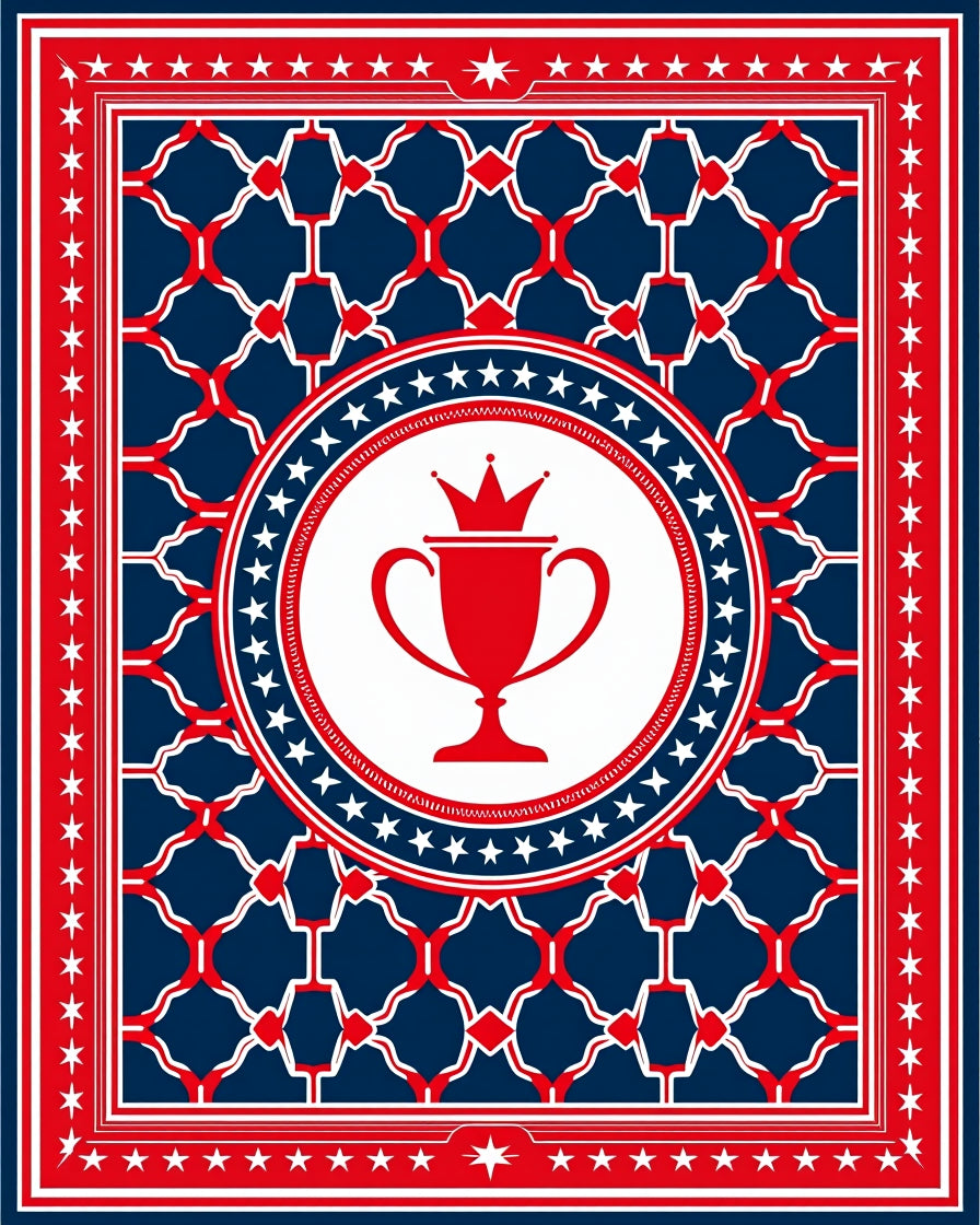 Red White Blue Victory Trophy Medallion Rug