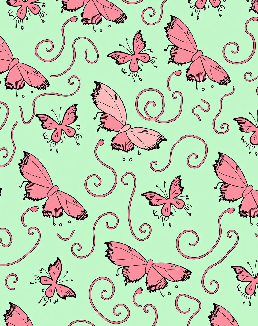 Pink Butterfly Swirl Background Rug