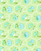 Whimsical Mint Green Lettered Whimsical Creatures Rug