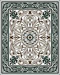 Dark Green Brown Floral Medallion Art Nouveau Rug