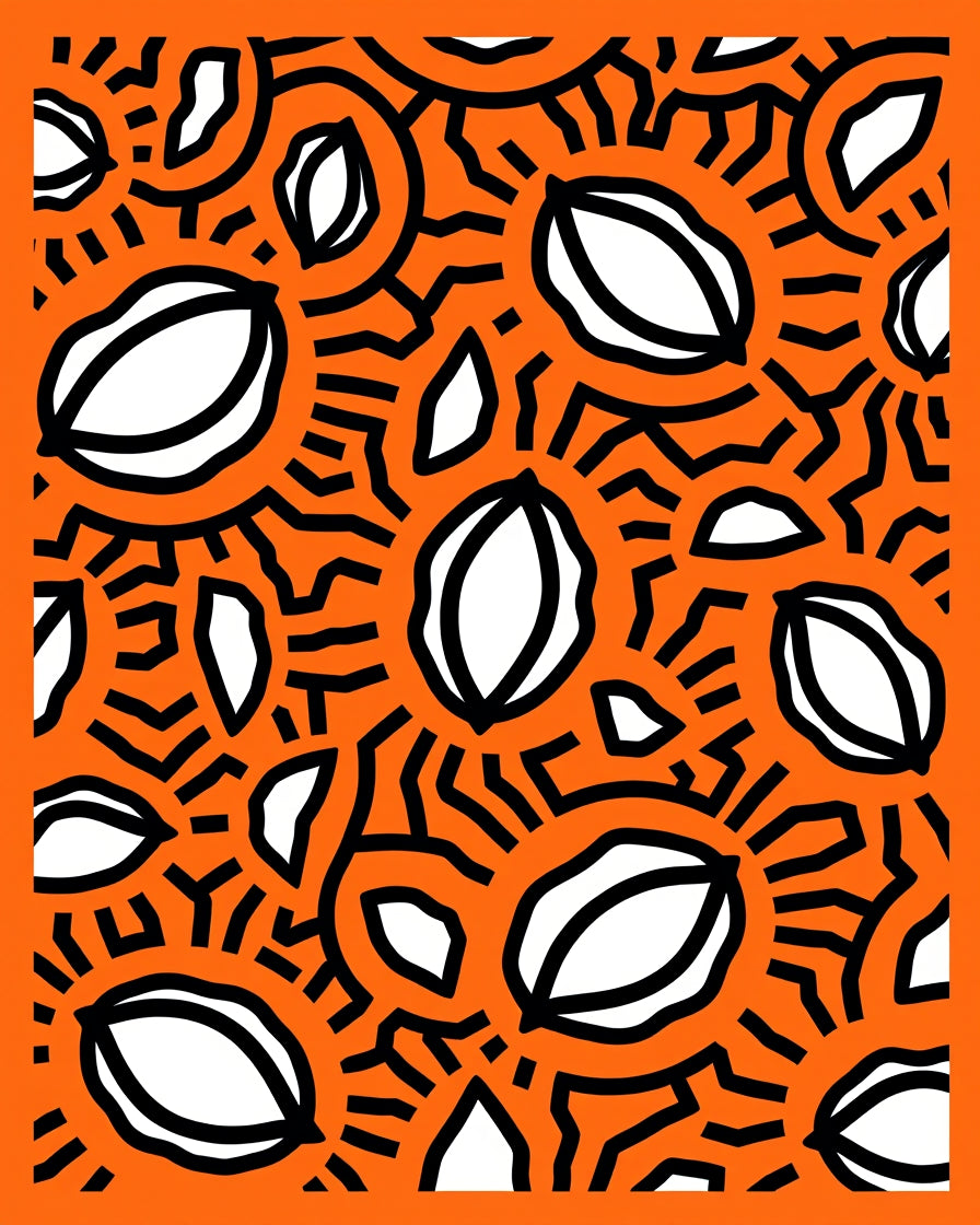 Bright Orange Abstract Seed Burst Rug