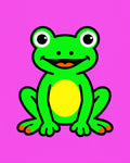 Whimsical Green Frog Yellow Belly Rug