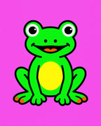 Whimsical Green Frog Yellow Belly Rug