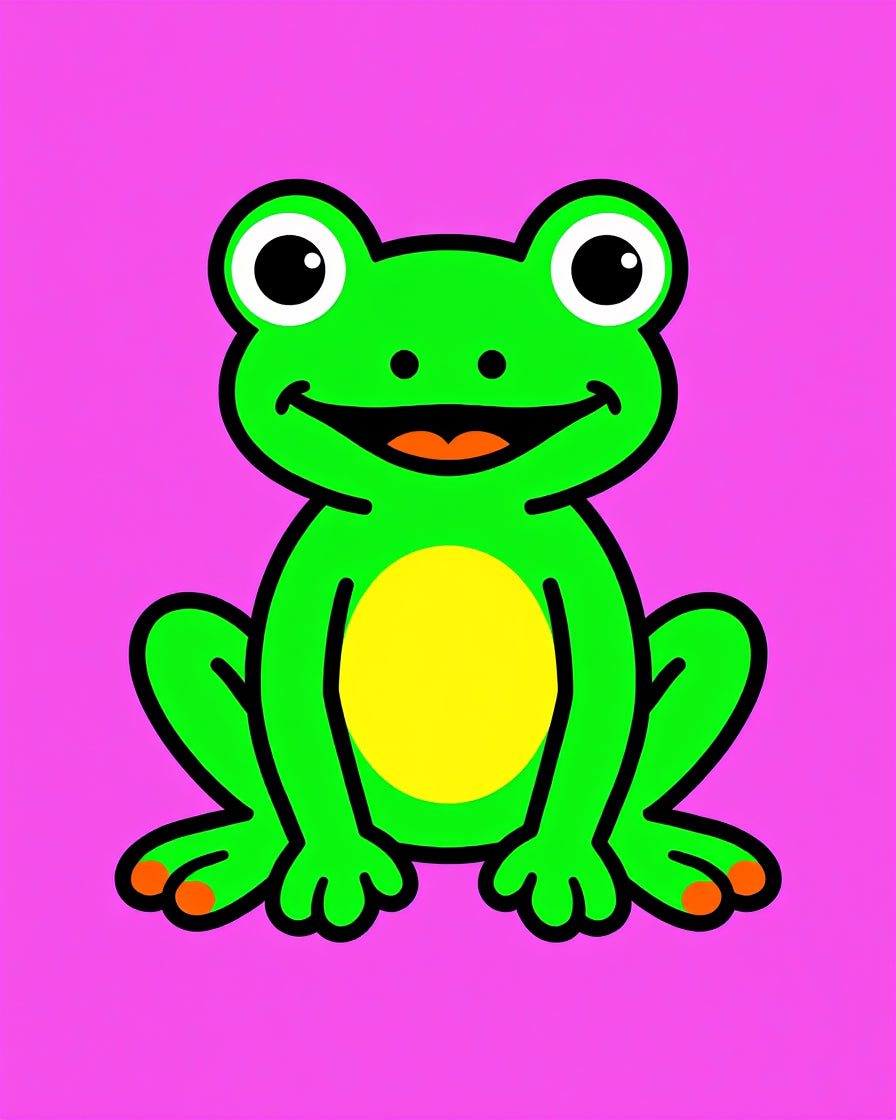 Whimsical Green Frog Yellow Belly Rug