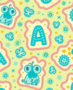 Aqua Cute Critter Alphabet Playful Rug