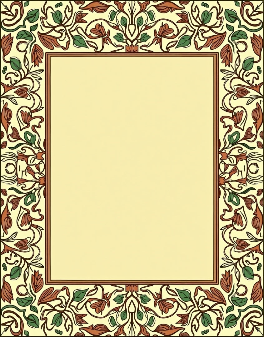 Art Nouveau Botanical Border Rug