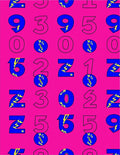 Bold Blue Numbers Pink Background Rug
