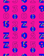 Bold Blue Numbers Pink Background Rug