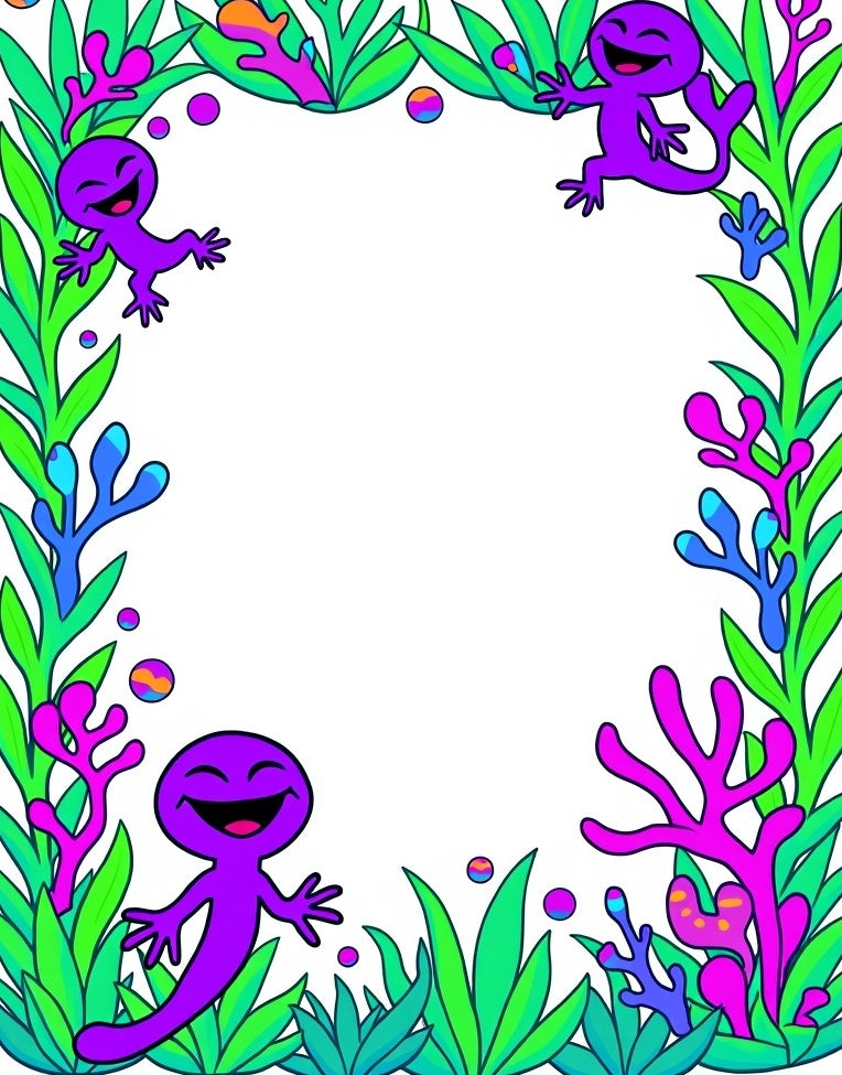 Whimsical Purple Creatures Coral Garden Rug