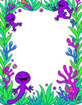 Whimsical Purple Creatures Coral Garden Rug