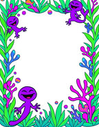 Whimsical Purple Creatures Coral Garden Rug