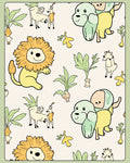Whimsical Yellow Lion Green Dog Jungle Animals Rug