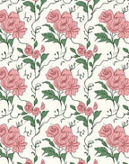 Blush Pink Rose Vine Garland Rug