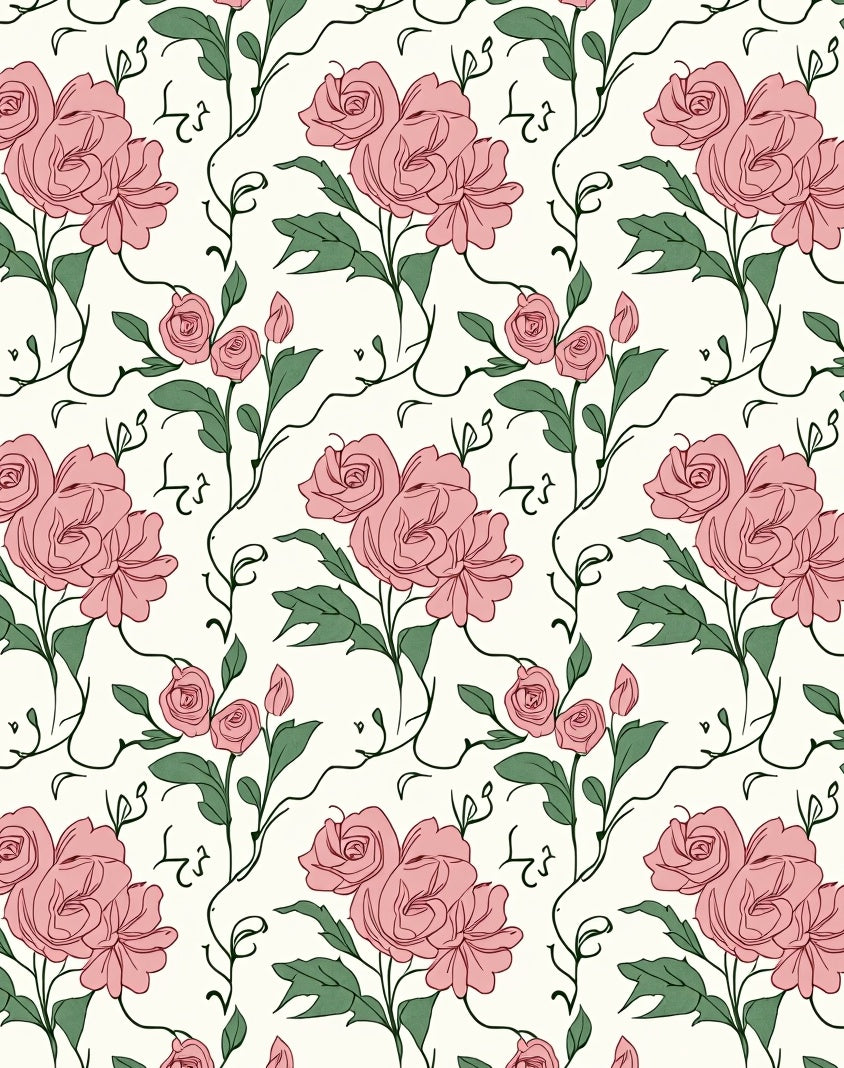 Blush Pink Rose Vine Garland Rug