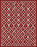 Deep Crimson White Geometric Star Rug