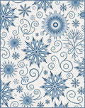 Deep Blue Snowflake Swirls Rug