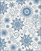 Deep Blue Snowflake Swirls Rug