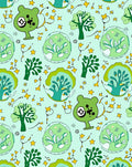 Whimsical Green Nature Bear Trees Stars Rug