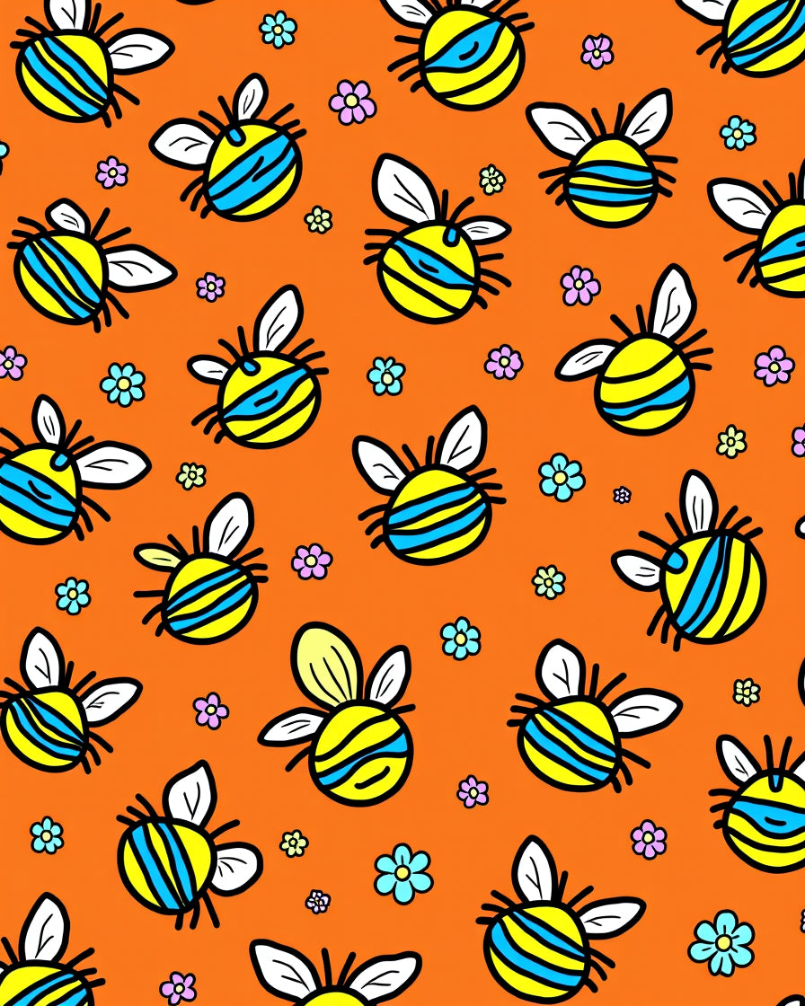 Whimsical Yellow Bumblebee Flower Garden Rug
