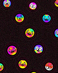 Rainbow Cat Faces on Black Dots Rug