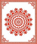 Bold Crimson Floral Medallion Frame Rug