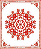 Bold Crimson Floral Medallion Frame Rug