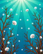 Deep Ocean Coral Bubbles Scene Rug