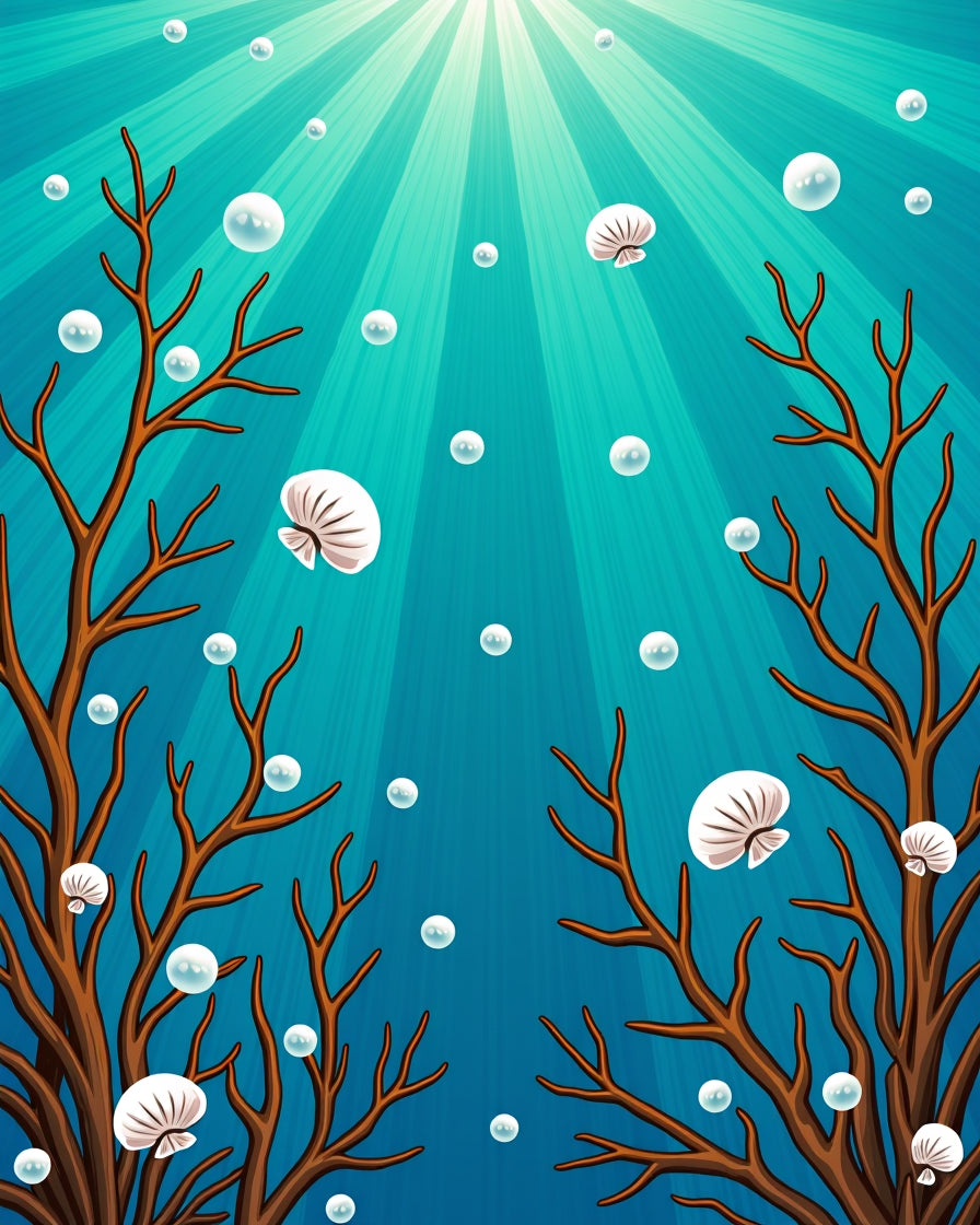 Deep Ocean Coral Bubbles Scene Rug