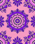 Bold Purple Floral Medallion Pink Background Rug