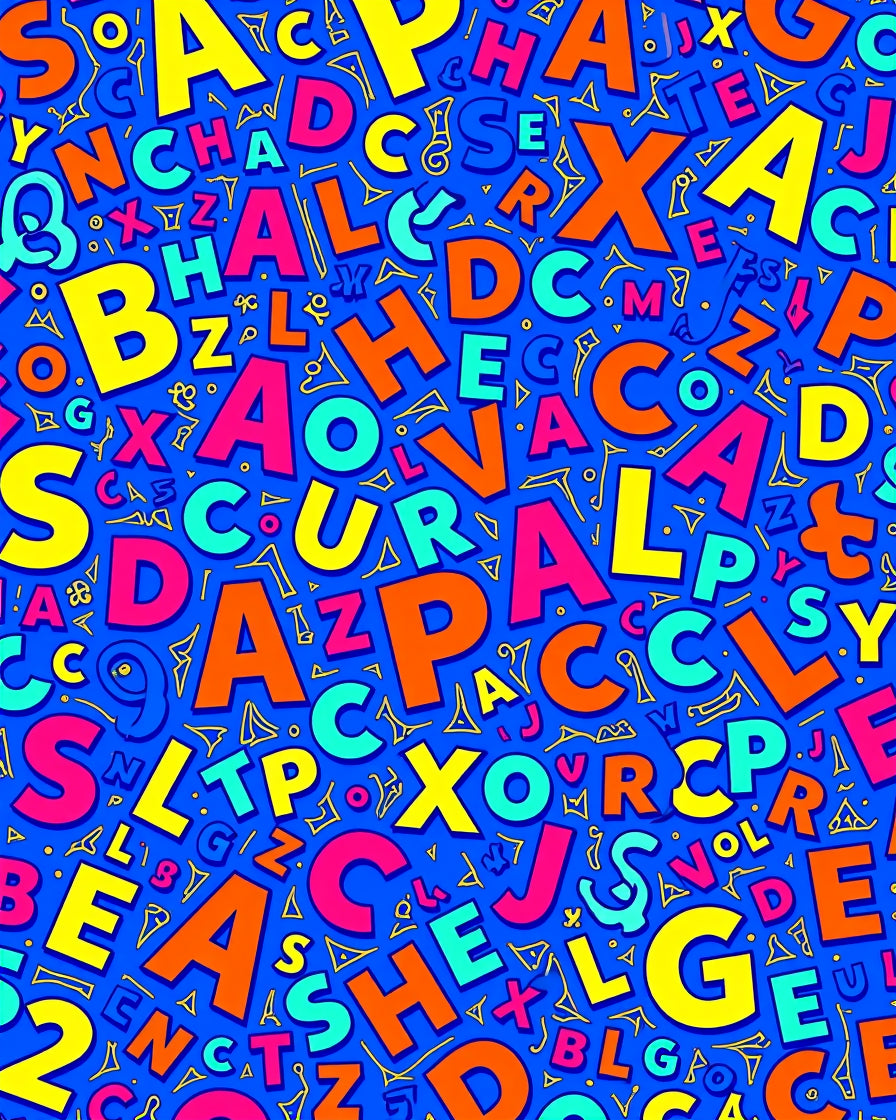 Playful Alphabet Collage Colorful Rug