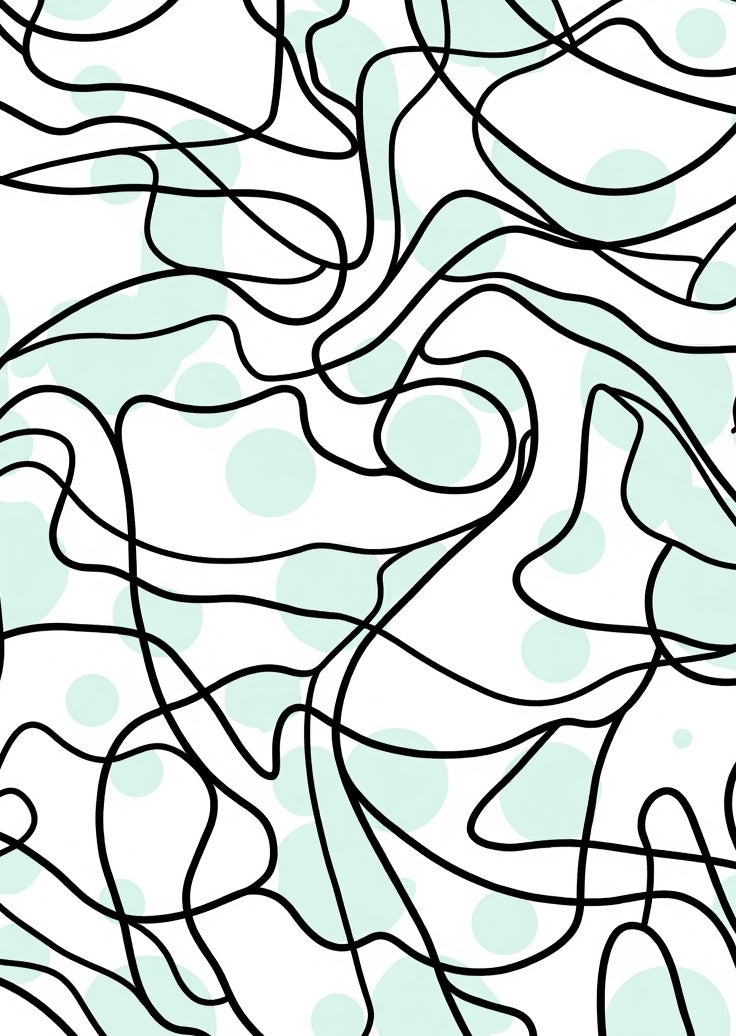 Abstract Black Mint Swirls Rug