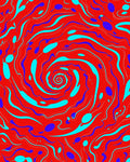 Red Teal Swirl Galaxy Rug