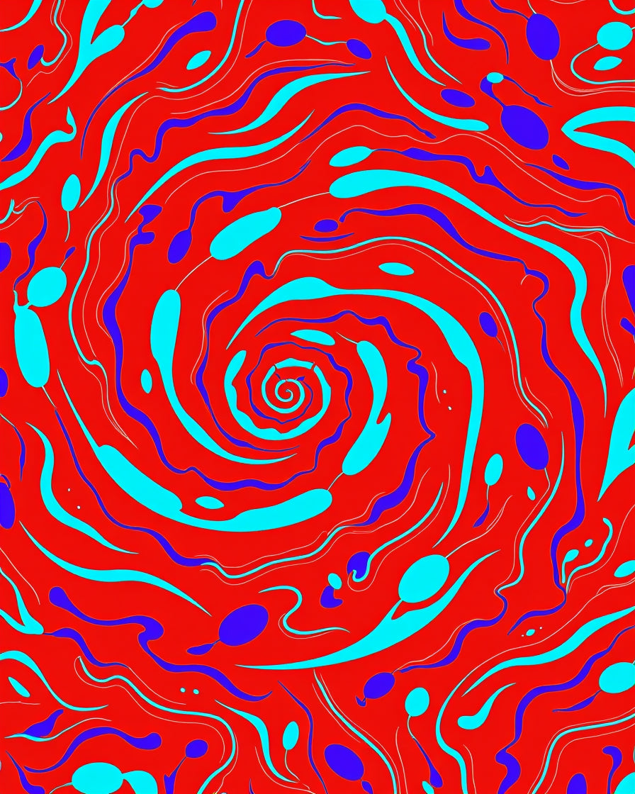 Red Teal Swirl Galaxy Rug