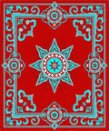 Crimson Teal Starburst Medallion Rug