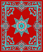Crimson Teal Starburst Medallion Rug