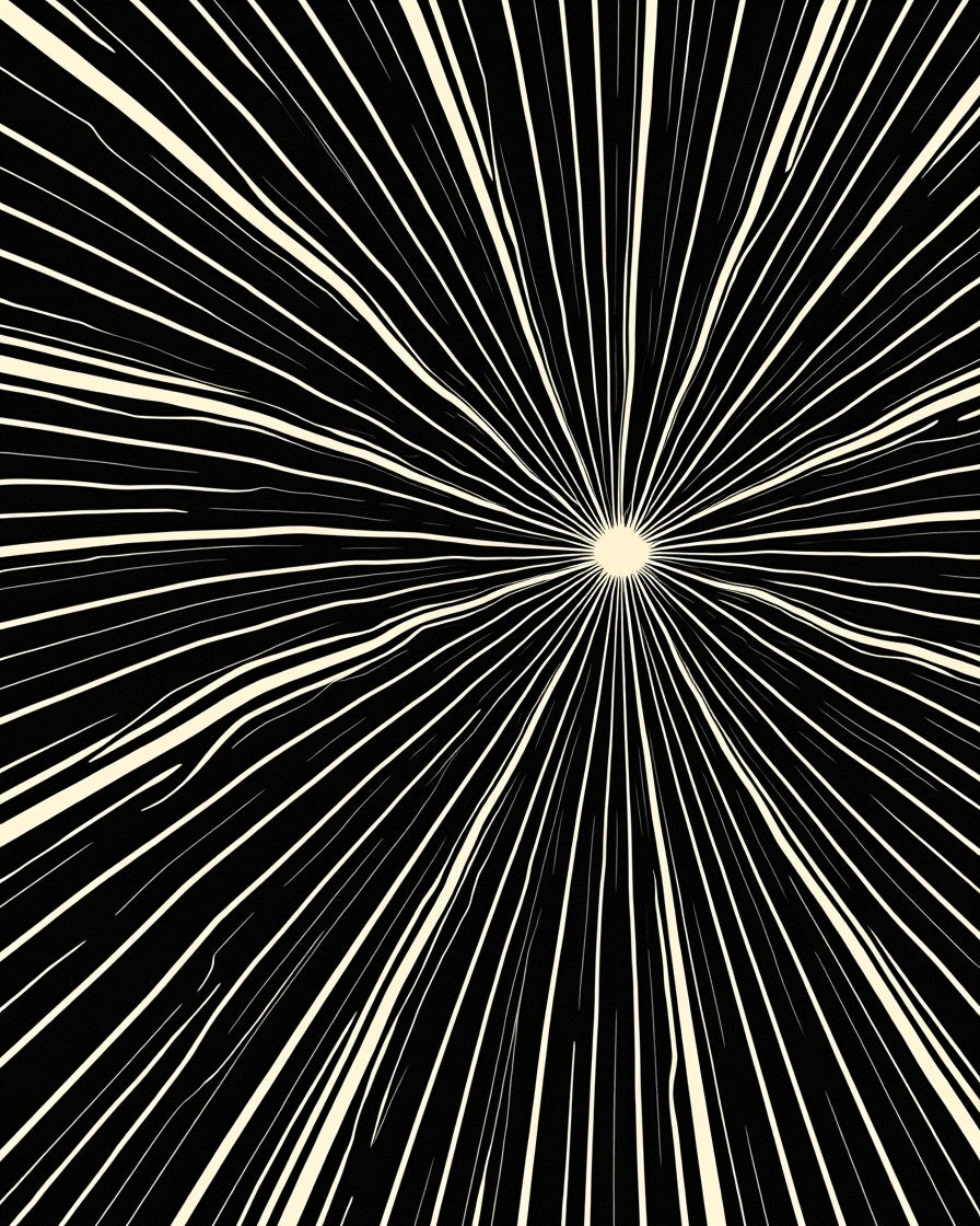 Black White Radiant Burst Rug