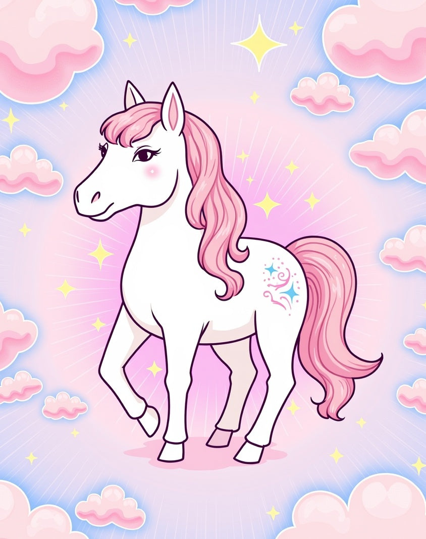 Pink Mane Unicorn Among Clouds Rug