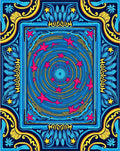 Vibrant Blue Starry Swirl Frame Rug
