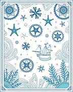 Nautical Blue Starfish Sailboat Compass Rug