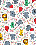 Cheerful Cartoon Animals Red Balloon Explosion Rug