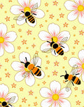 Whimsical Bee Floral Yellow Background Rug