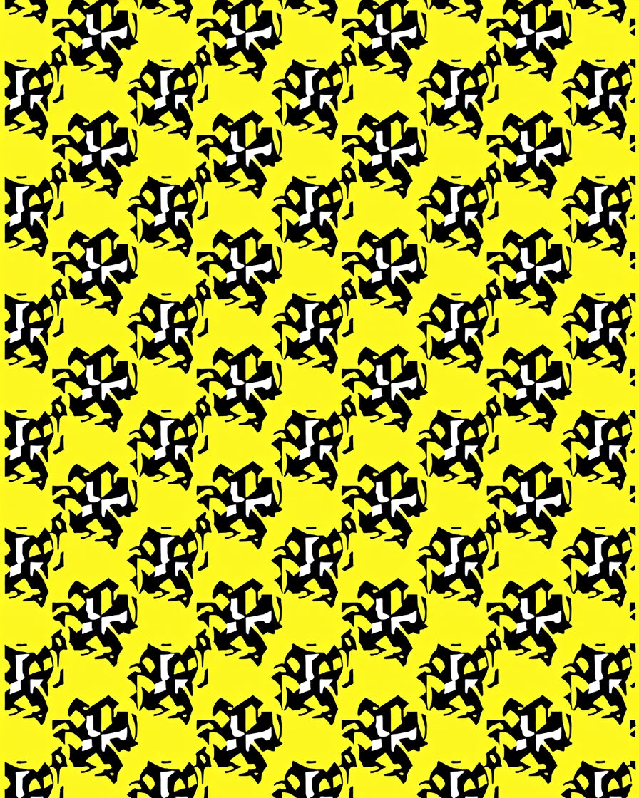 Bold Black White Abstract Yellow Rug