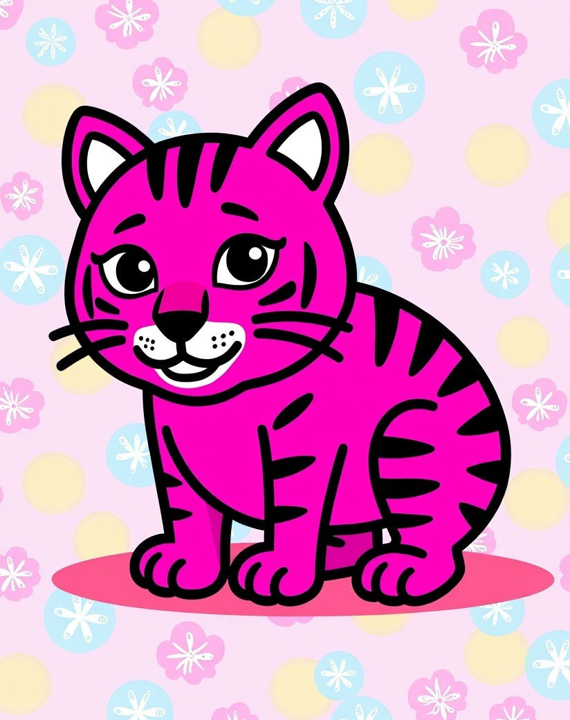 Pink Tiger Floral Dot Playful Rug