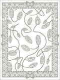 Earthy Leaf Twig Abstract Border Rug