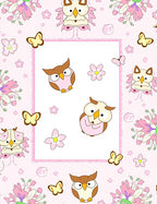 Sweet Pink Owl Butterflies Floral Rug