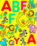 Alphabet Jungle Animals Yellow Cartoon Rug