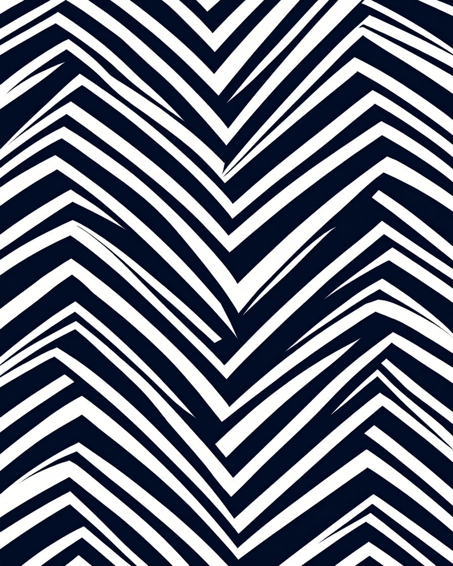 Deep Navy White Jagged Chevron Rug